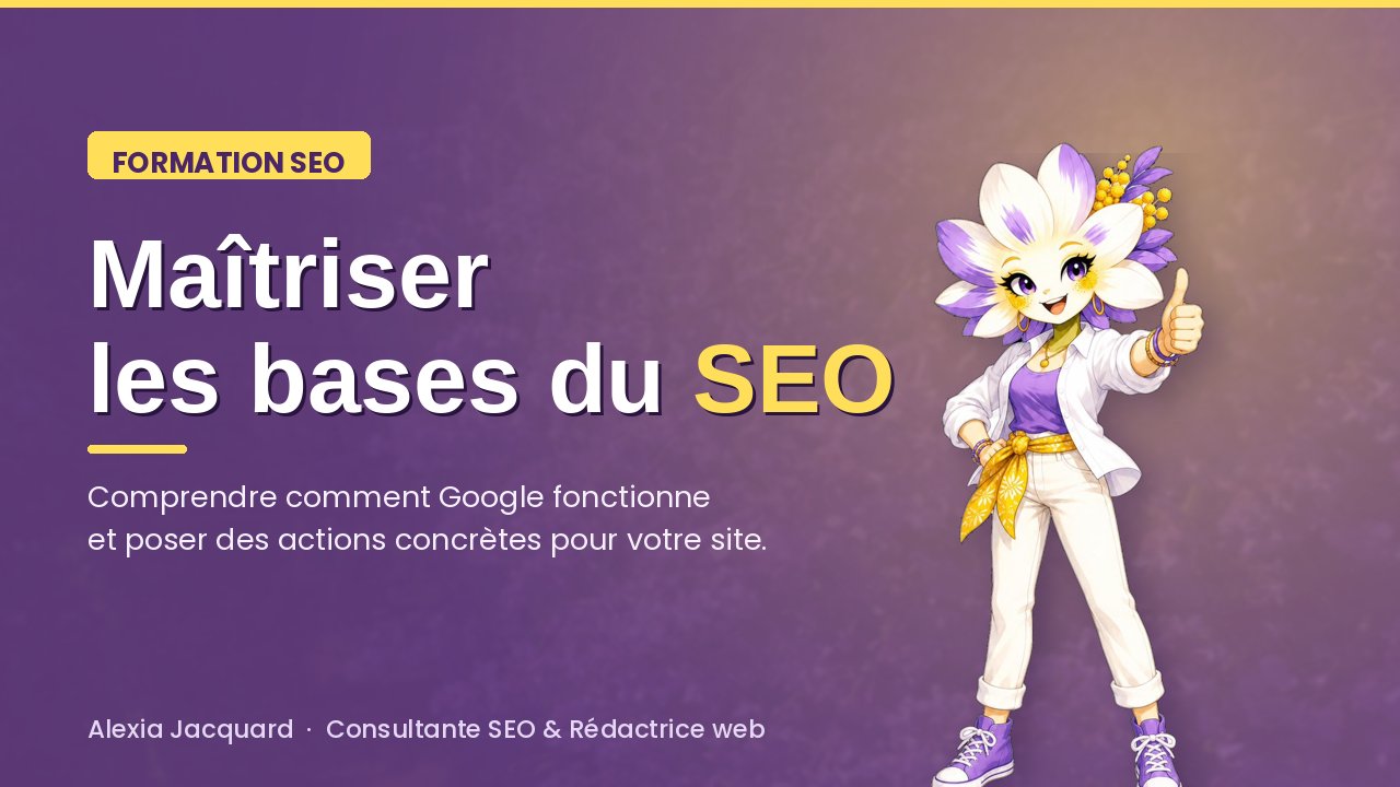 Formation SEO, maîtriser les bases du référencement, par Alexia Jacquard